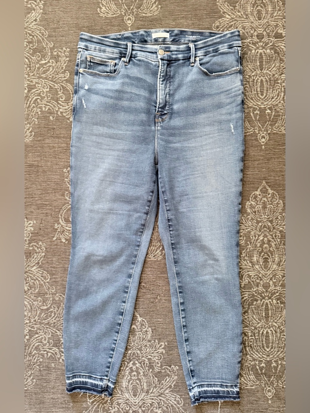 Good American Light Blue Good Waist Cropped Ankle Jeans